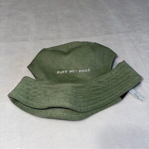 Olive Green Dog Bucket Hat with "PUFF PET PASS" Embroidery Pet